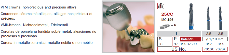 Fraise carbure de tungstène coupe couronne 025CC