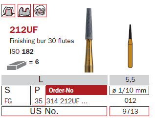Fraise carbure de tungstène finition 212UF