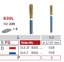 fraise diamantée pour Zircon 830L