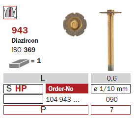 disque coupe couronne 943DIAZIRCON PIECE A MAIN