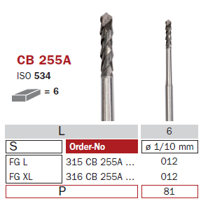 fraise de chirurgie carbure CB255A