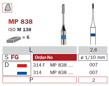 fraise diamantée speciale microprep MP838