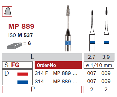 fraise diamantée speciale microprep MP889