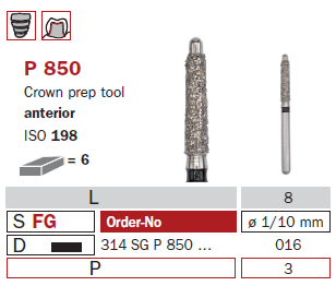 fraise diamantée speciale pointe guide P850