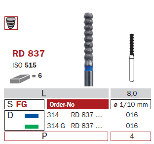 fraise diamantée speciale reducteur et marqueur de profondeur RD837