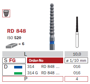 fraise diamantée speciale reducteur et marqueur de profondeur RD848
