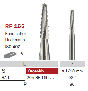 fraise de chirurgie acier RF165 Bone cutters Lindemann