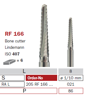 fraise de chirurgie acier RF166 Bone cutters Lindemann