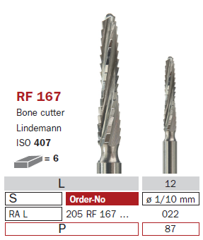 fraise de chirurgie acier RF167 Bone cutters Lindemann