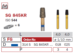 Fraise diamantée mandrin goldies turbine 845KR