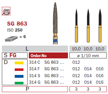 Fraise diamantée mandrin goldies turbine 863