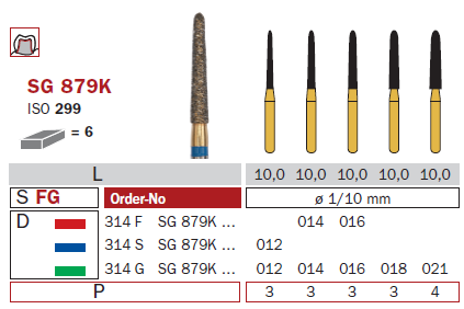 Fraise diamantée mandrin goldies turbine 879K