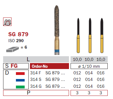 Fraise diamantée mandrin goldies turbine 879